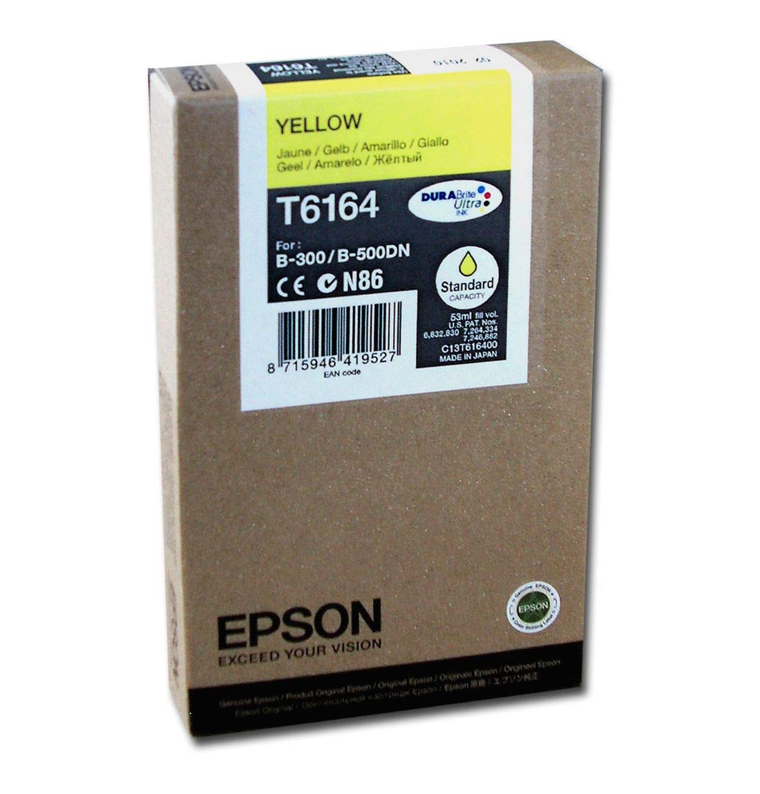 Epson T616400:Ink Cartridge for B300/B500STD Capacity Ink Yellow (53ML)