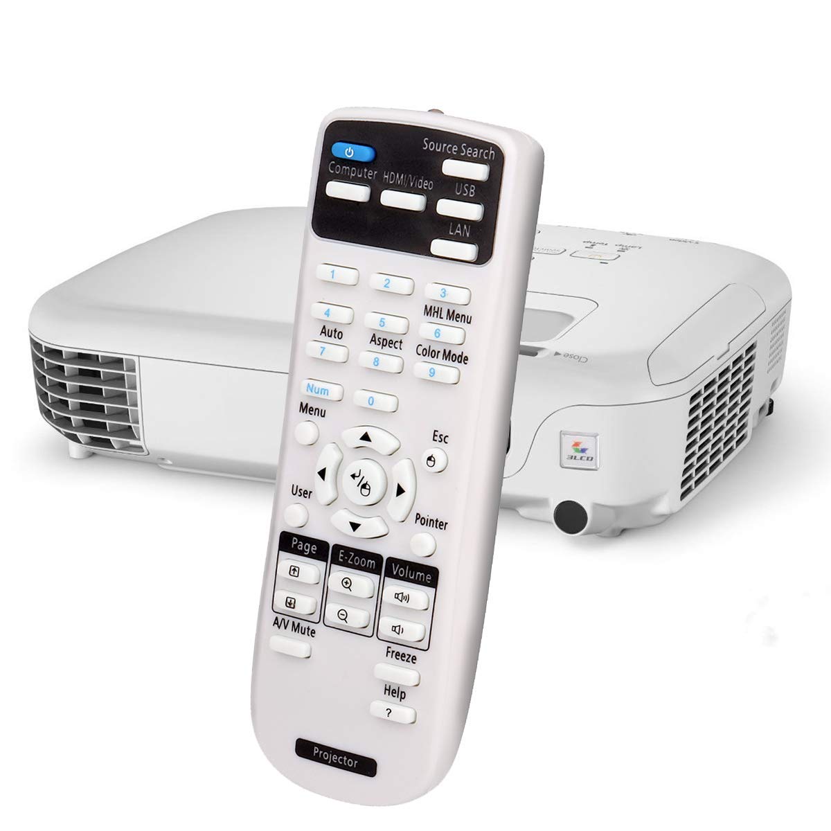 ESolid 1599176 Replacement Remote Control for Epson PowerLite 955W/ 955WH/ 965/ 965H/ 97/ 97H/ 98/ 98H/ 99W/ 99WH/ S17/ S27/ W17/ W29/ X17/ X27/ X29