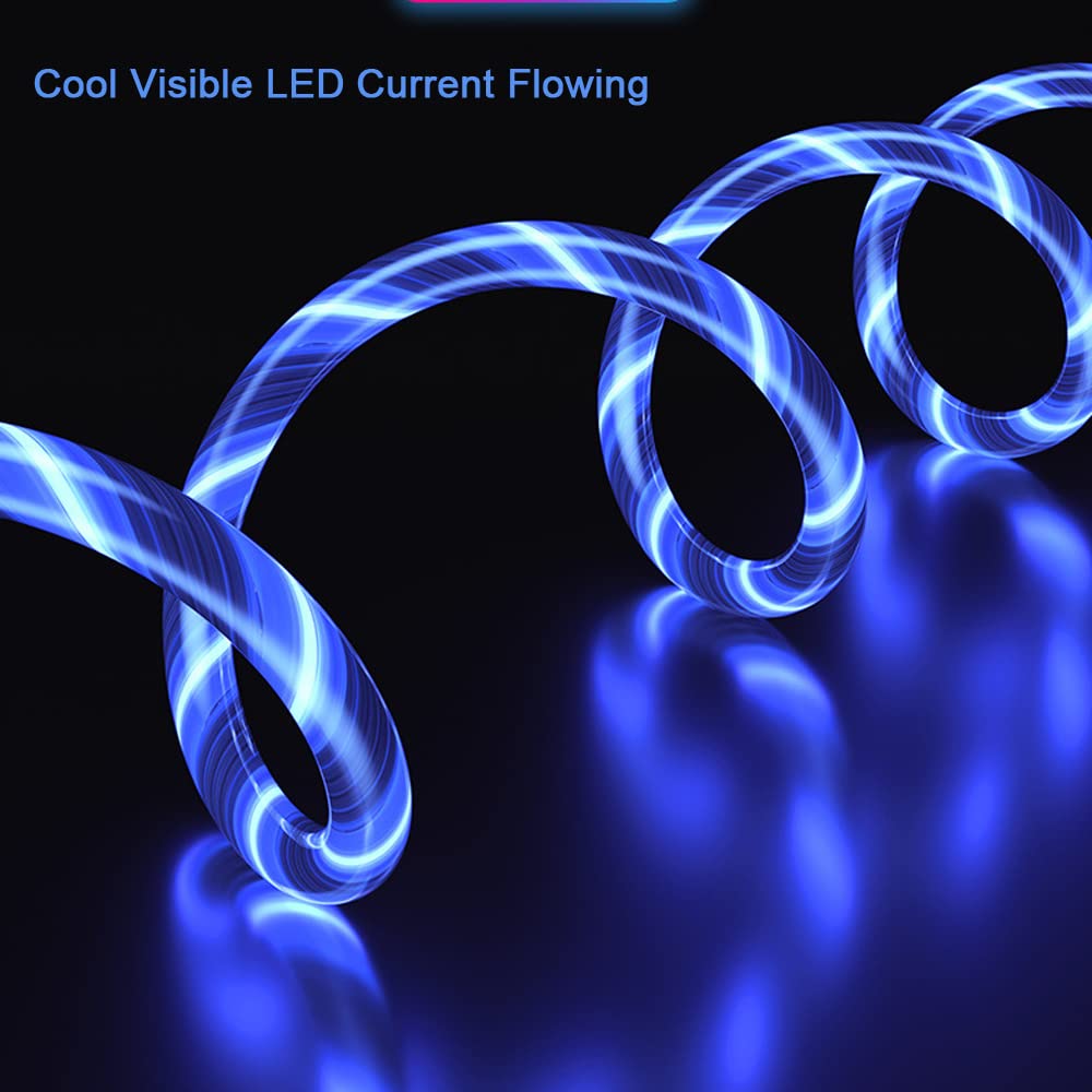 IHAO USB Type C to Type C PD 60W Fast Charging Cable Phone Charger High Data Speed Cool Light Up LED Current Flowing for All USB C Device-Blue/39