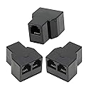 AIMIJIA 3Female Telephone Splitter Adapter Cable,Telephone Landline Cable Connector and Separator (RJ12 6P6C-3 Pack)