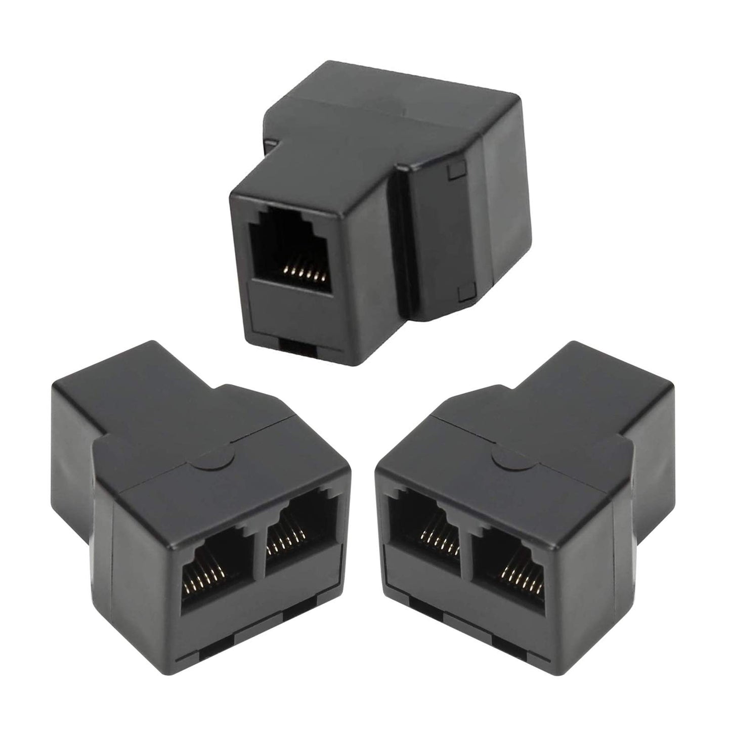 AIMIJIA 3Female Telephone Splitter Adapter Cable,Telephone Landline Cable Connector and Separator (RJ12 6P6C-3 Pack)