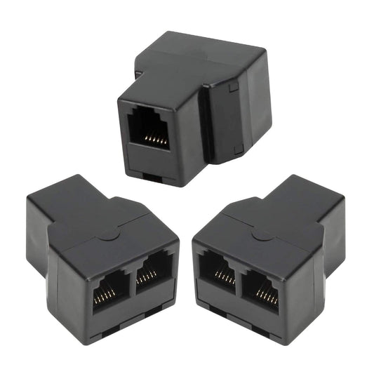 AIMIJIA 3Female Telephone Splitter Adapter Cable,Telephone Landline Cable Connector and Separator (RJ12 6P6C-3 Pack)