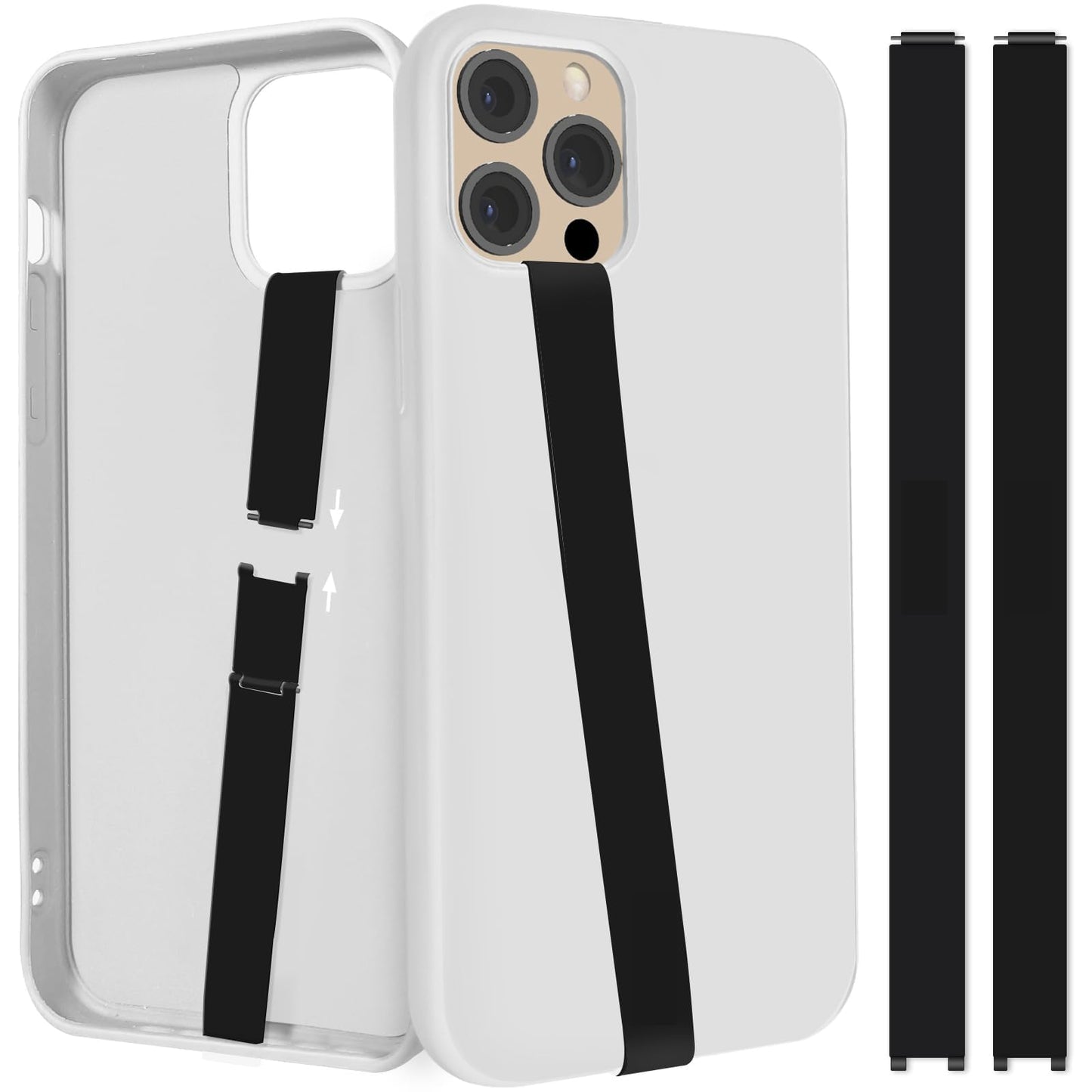 UKON Silicone Phone Grip,2 PCS Phone Strap Reusable Finger Holder with Three Short Silicone Strips DIY Combination to Fit 4.5"-7.5" Phone Case