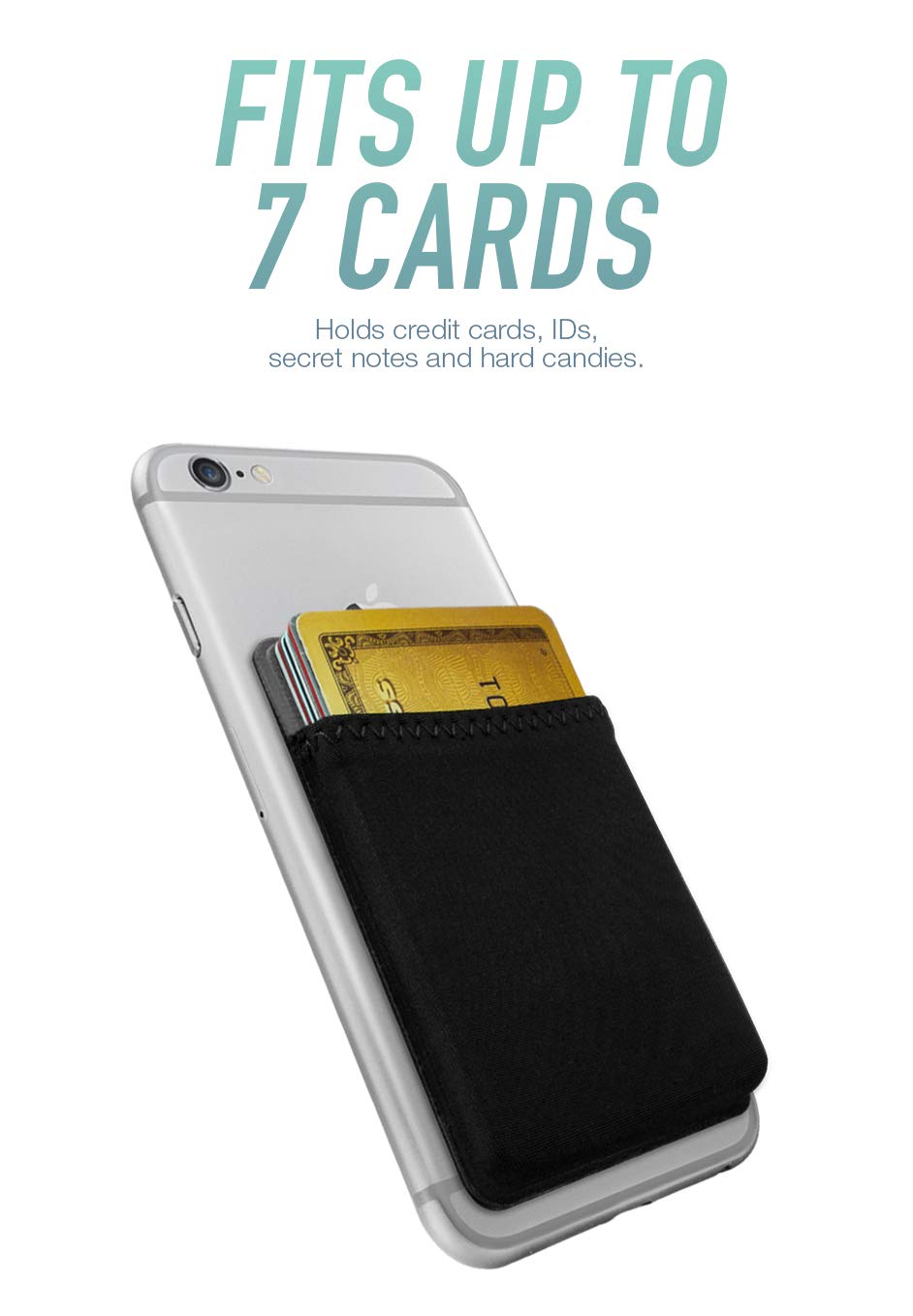 Smartish Silk Stick-on Phone Wallet - Sidecar Slim Expandable Credit Card Pocket - Fits iPhone and Android (Midnight Black)