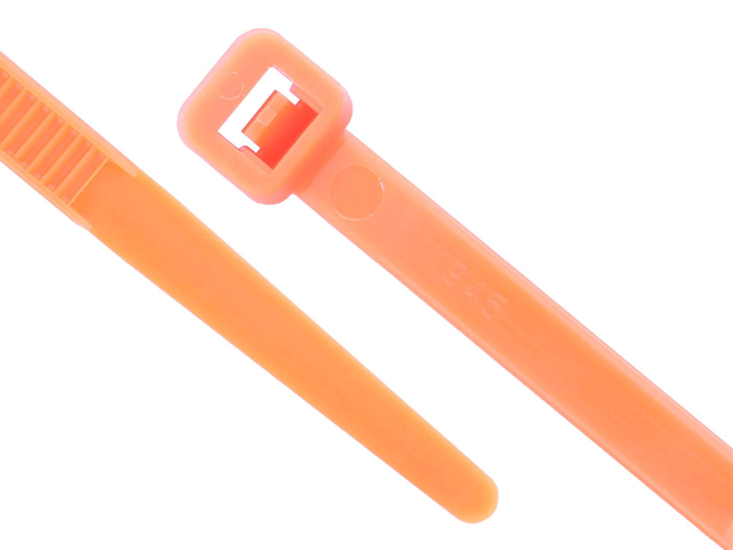 Secure 8 Inch Fluorescent Orange 50 lb Standard Nylon Cable Tie - 100 Pack
