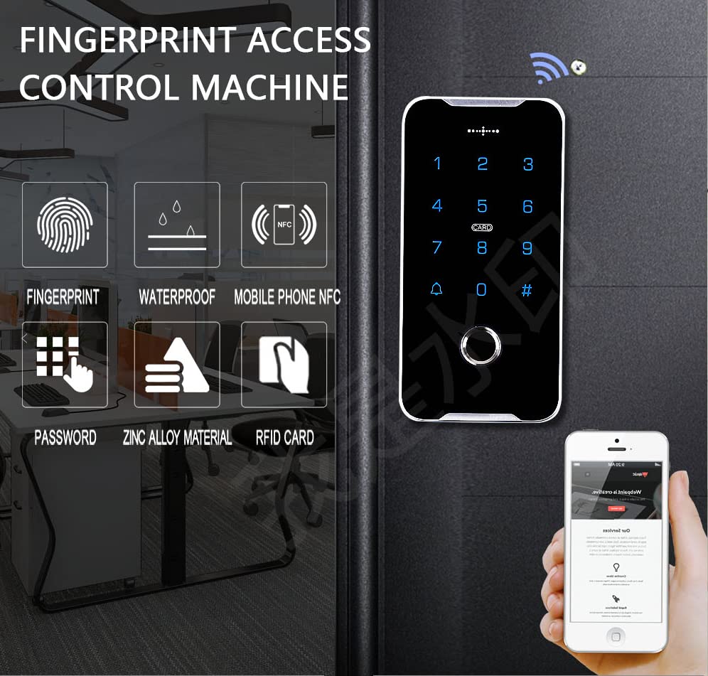 JASAG IP68 Fully Waterproof Fingerprint RFID Keypad Access Control System, 13.56MHz Wiegand 26 Metal Shell Access Controller, NFC Smart Phone Unlock