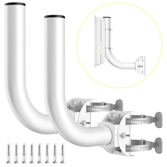 KORYCE Universal Wireless Bridge Bracket Mount, 2-Pack J Pole Mounts, 180 Adjustable Wall-Mounted Mount for Outside Antenna Starlink, Outdoor Bracket
