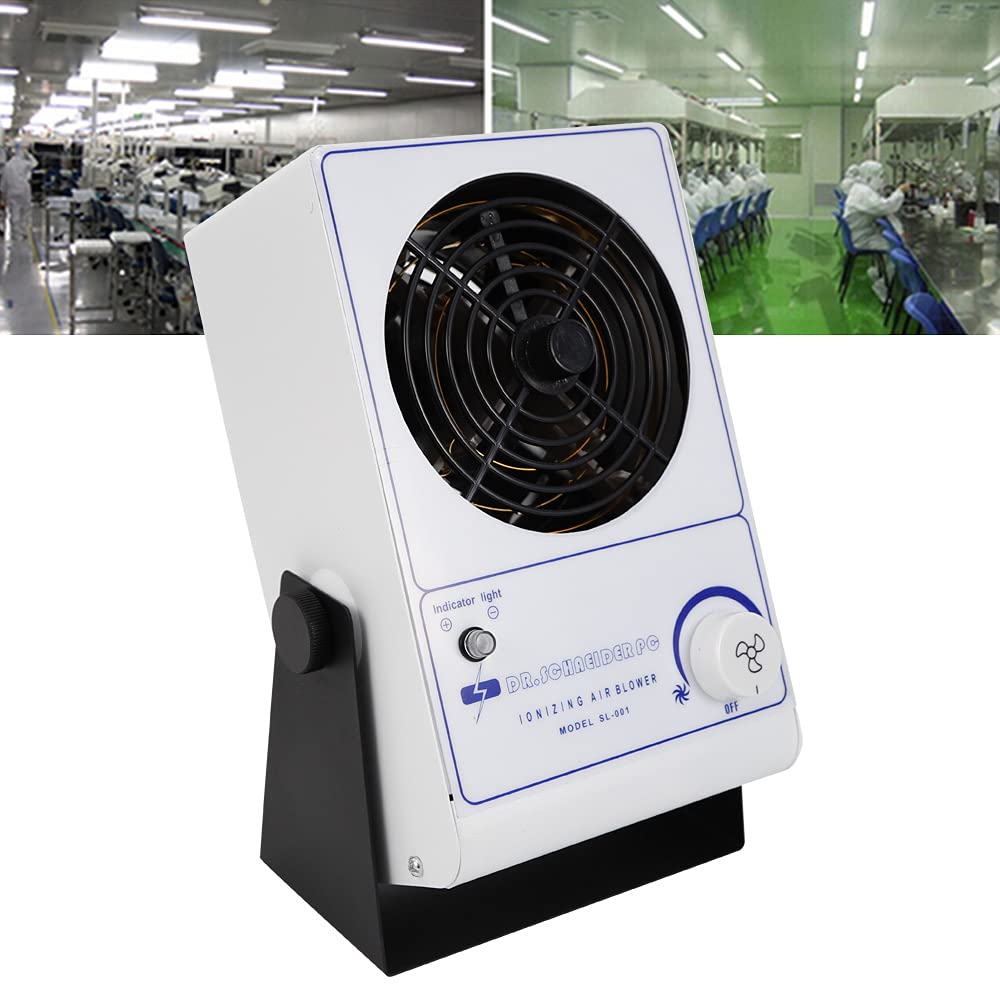 Ionizing Air Blower Fan -110V/60Hz Desktop Air Blower Static Eliminator Fan Electrostatic Discharge Fan Anti Static Ionized Fan, 45~110CFM