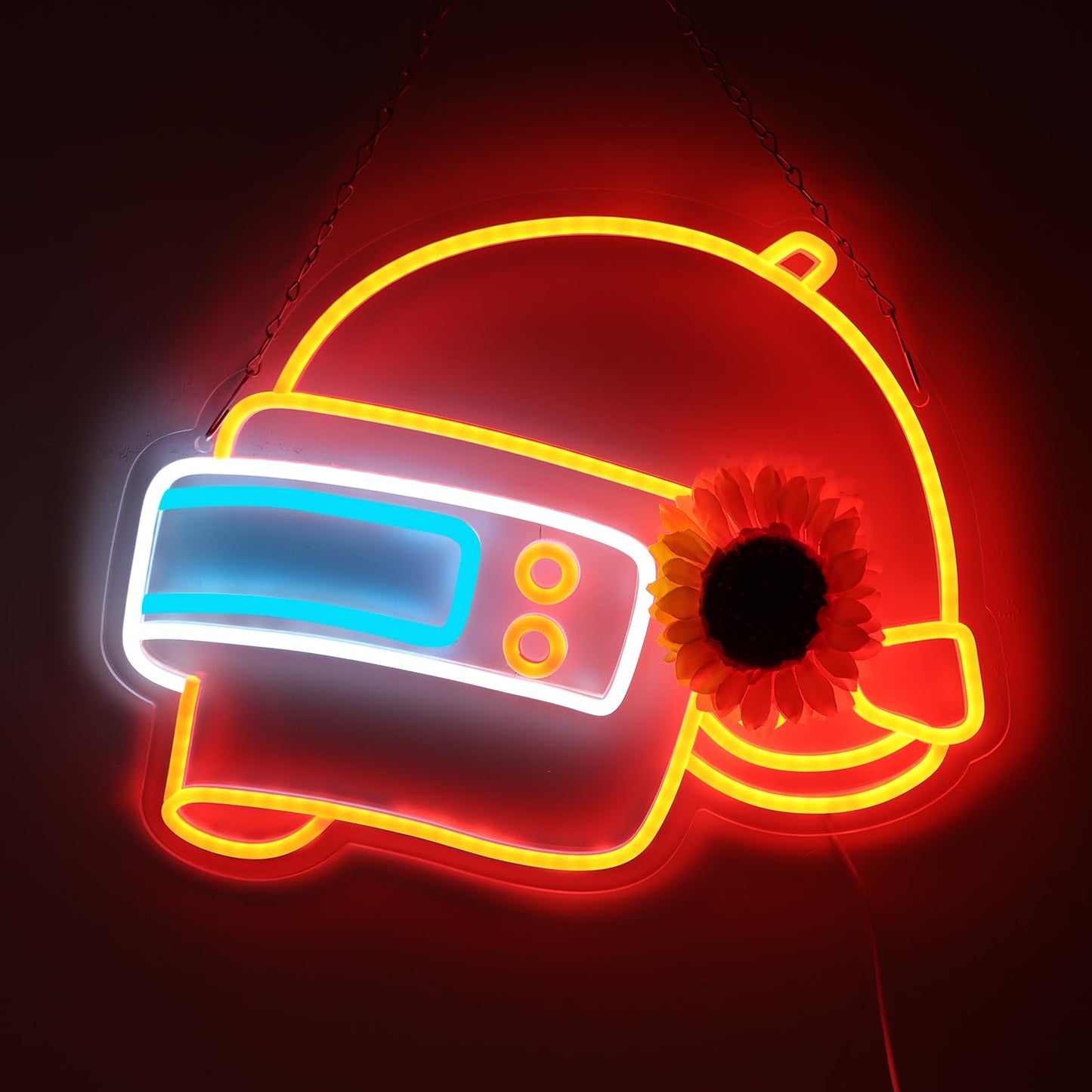 WonderfulLife Helmet Game Neon Sign for Game Zone Decor, Led Lights for Man Cave Play Room Internet Bar or Bedroom Decoration.5V USB Powered,Easy