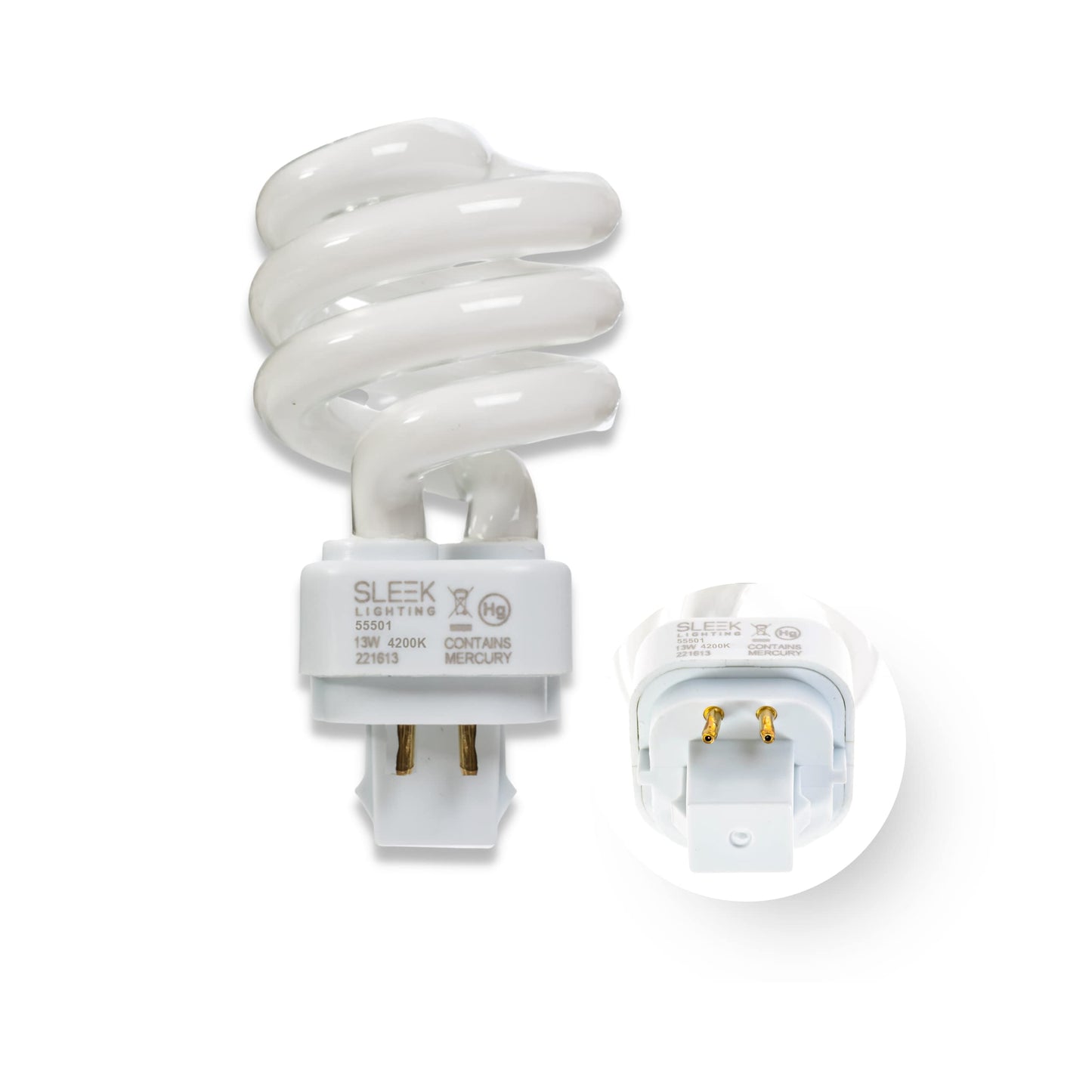 SLEEKLIGHTING 13 Watt T3 Spiral CFL 4 Pin G24Q-1 Base Light Bulb 4200K 800lm - Compact Fluorescent -Warm White Light 4pack