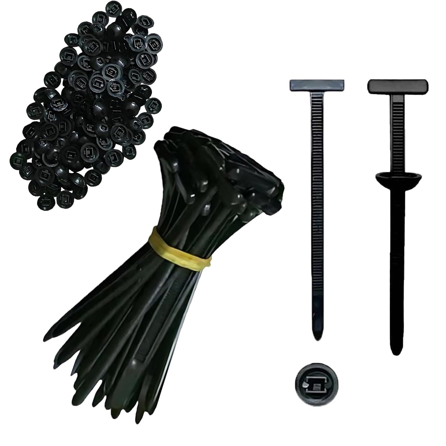100Pcs Nylon Universal Cable Tie Buckle-Heavy Duty Self-Locking Zip Ties Holder,Multipurpose Plastic Cable Ties Tool, UV Resistant Zipties High