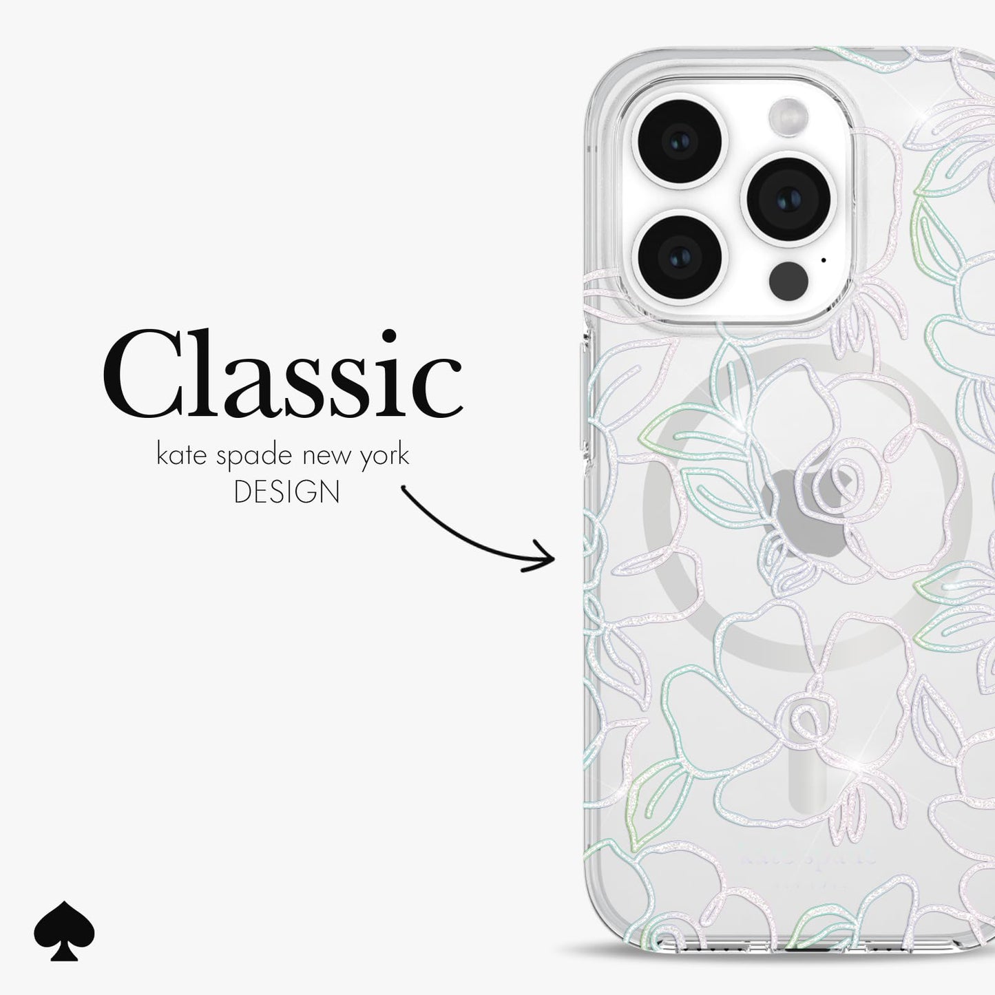 kate spade new york iPhone 15 Pro Case - Modern Floral Silver