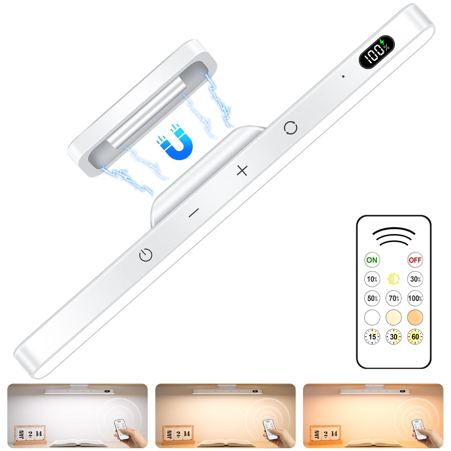 Ferswe 5W Mirror Lights with Remote Control,3 Color Adjustable Makeup Light with 120 LEDs,2500mAh Rechargeable Light Bar,Touch Light Wireless