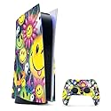 MightySkins Glossy Glitter Gaming Skin for PS5 / PlayStation 5 Bundle - Peace Smile | Durable High-Gloss Glitter Finish | Easy to Apply and Change
