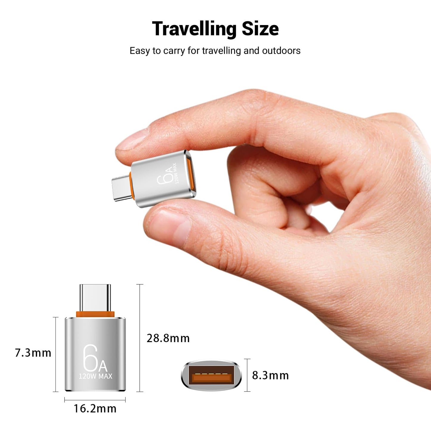 Pastall 10 Pack 10Gbps/120W USB C to USB3.1 Adapter, Silver Type C Male to USB Female Adapter for Smartphone, PC, Laptop, Tablet, Keyboard etc.