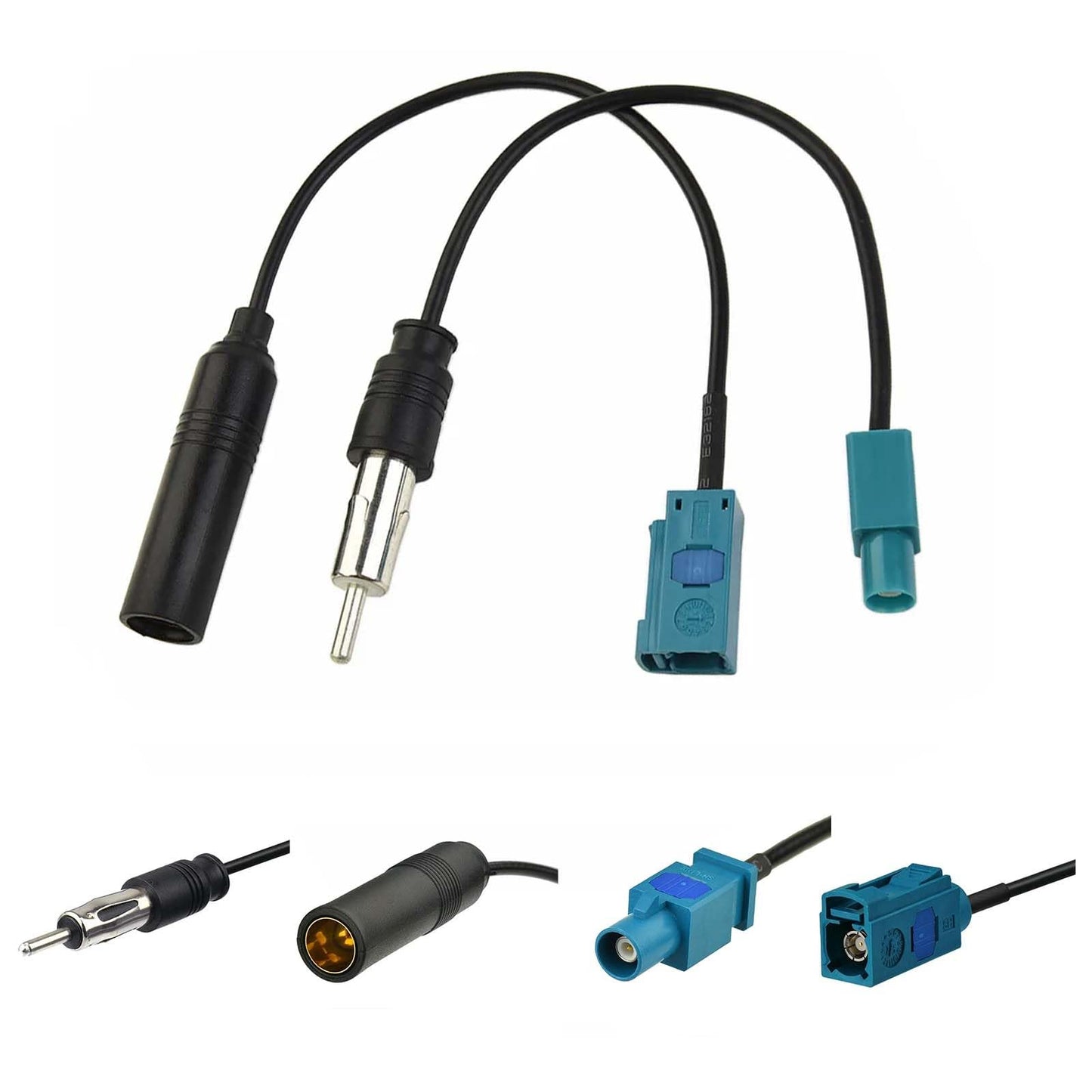 UltAlt 2 Pack Car Stereo Radio Antenna Adapter Fakra Z Male Female to DIN Plug Connector Cable for Pioneer Kenwood Aftermarket Stereo Radio FM AM Head