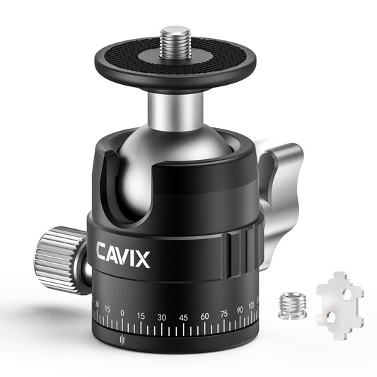 CAVIX 25mm Small Ball Head 360° Panoramic Tripod Head, Mini Ball Head with 1/4" Quick Release Plate, for DSLR/Mirrorless Camera, Compatible