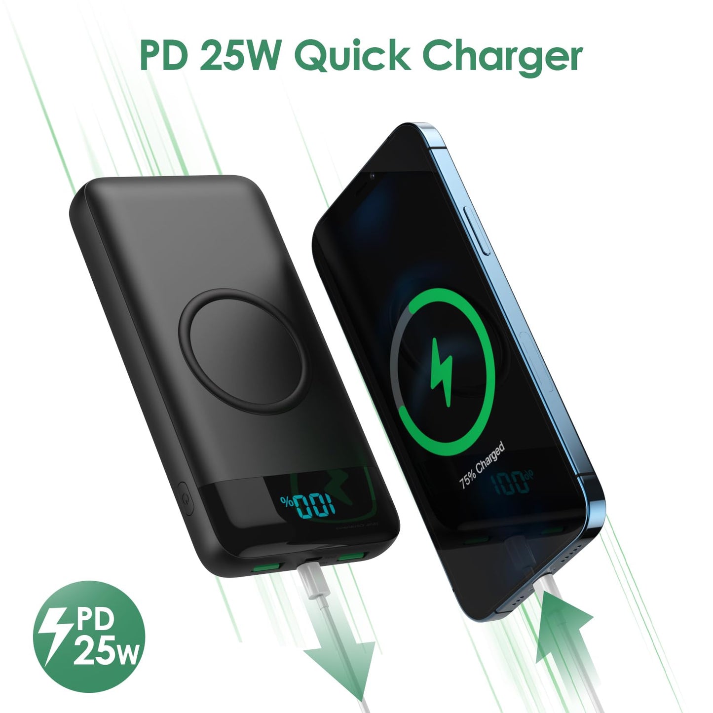 YHO Power Bank 10000mAh,18W PD USB-C Input & Output Portable Charger,QC3.0 Fast Charging External Battery Pack with 3 Output Backup Charger Compatible