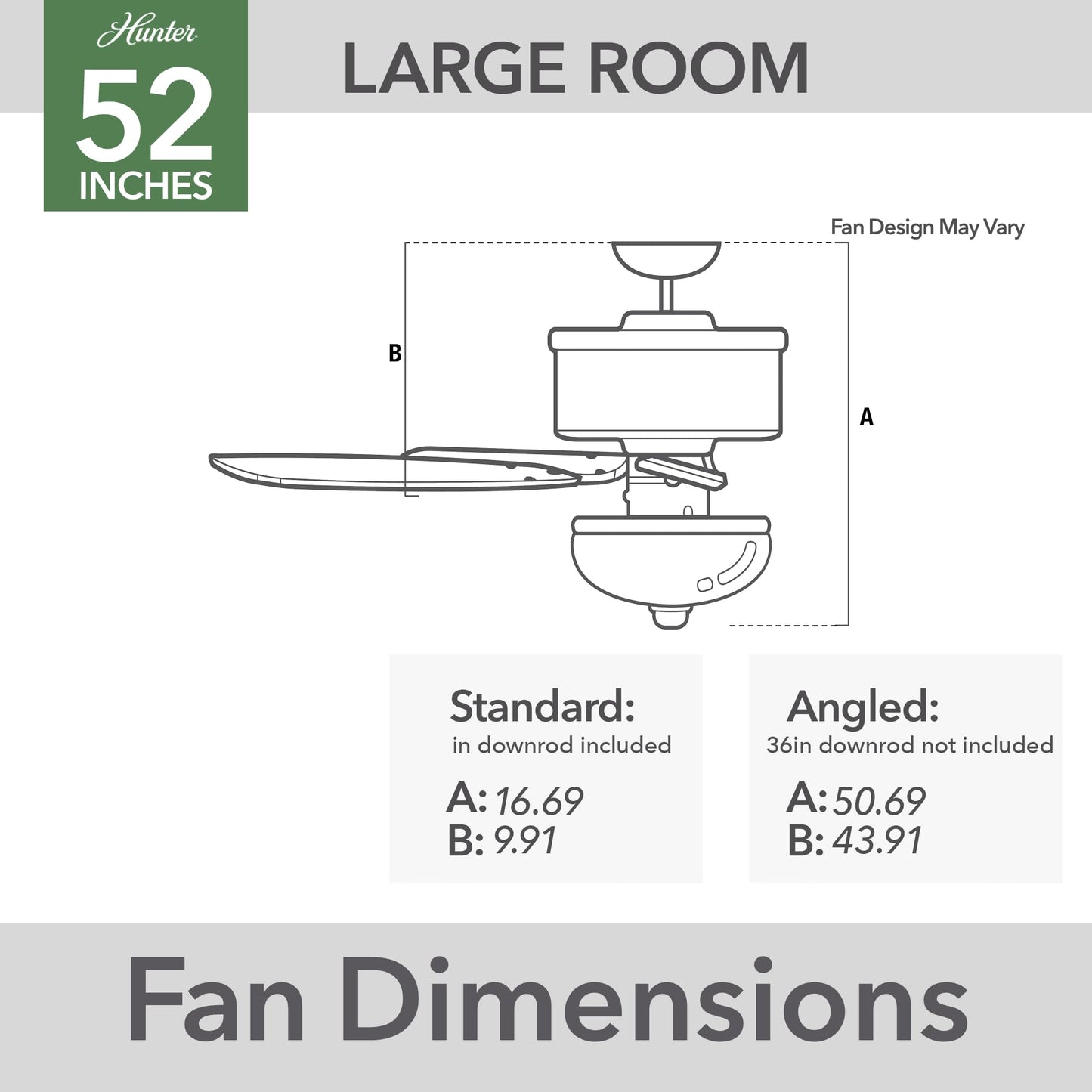 Hunter Fan 52 inch Indoor Ceiling Fan with Lights and Pull Chain, White Ceiling Fan for Bedroom, Living Room, Office, Kitchen (Renewed)