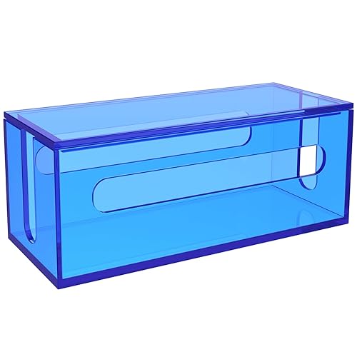 Cable Management Box Acrylic Cord Organizer Box Power Strip Storage Box to Hide Wires, Blue