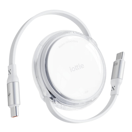 iOttie Basix 100W Retractable USB-C Cable, Fast Charging USB C-to-C Cable with 4 Adjustable Cable Lengths, USB C Cable for iPhone 16, 15 (Pro, Plus