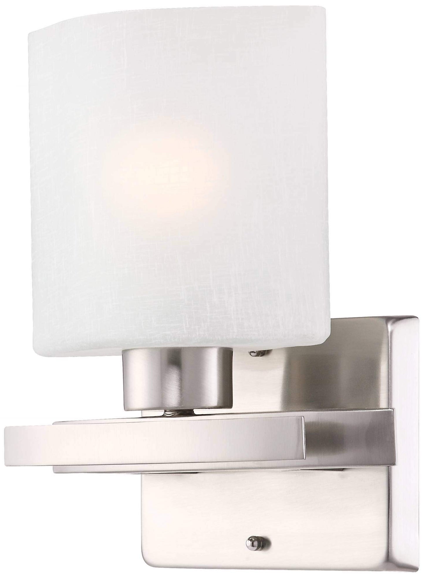 Possini Euro Design Modern Wall Sconce Lighting Brushed Nickel Silver Metal Hardwired 9 1/2" High Fixture White Linen Glass for Bedroom Bedside Living