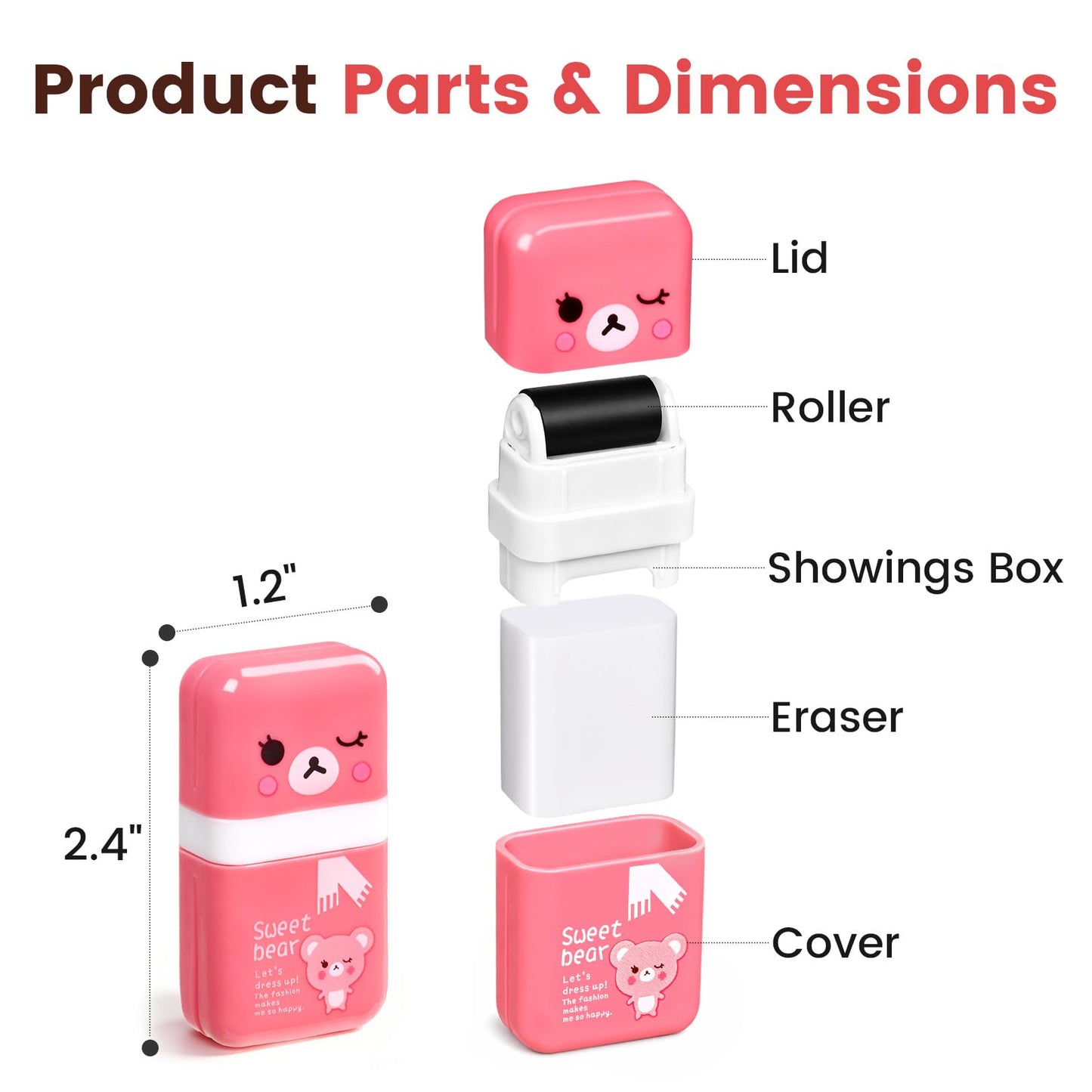 Sooez 12 Pack Pencil Erasers, Cute Erasers Pencil Eraser w/Clean up Roller