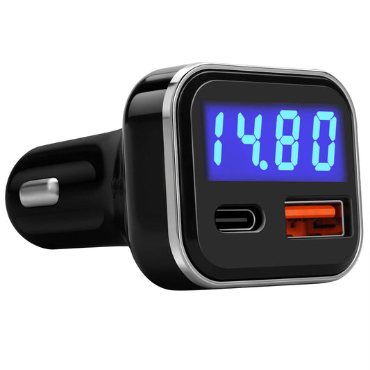 Alivation USB C Car Charger Adapter with Voltage Meter Battery Monitor, 30W Cigarette Lighter Type C Fast Charge Power Delivery & Quick Charge 3.0