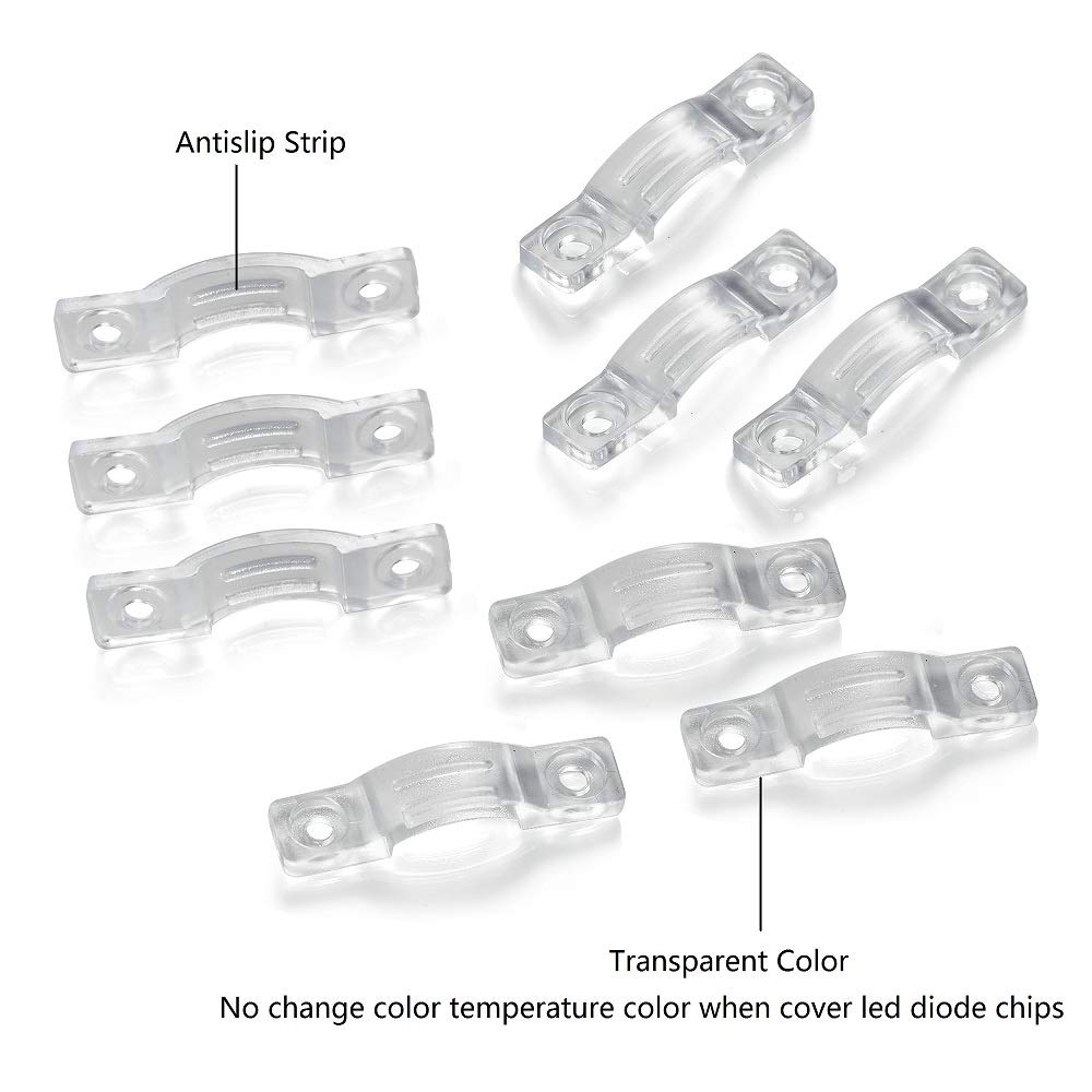 Threetwofour 100 Pack Strip Light Mounting Brackets,Tape Light Fixing Clips,led Strip Light clamp,Double Side Fixing,202 Screws Included,Use