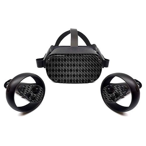 MightySkins Carbon Fiber Skin for Oculus Quest - Black Argyle | Protective, Durable Textured Carbon Fiber Finish | Easy to Apply, Remove, and Change