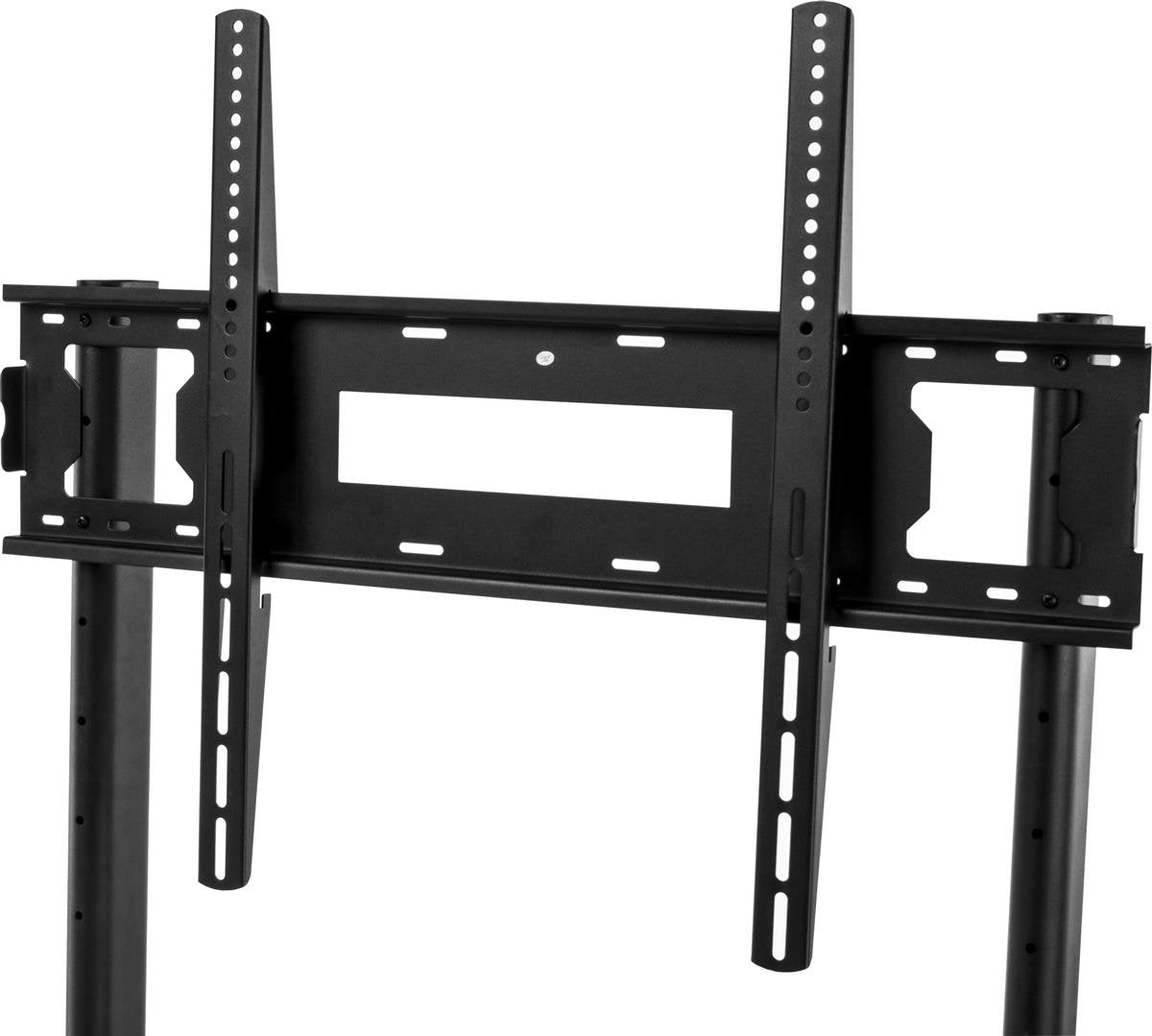 TV Stand with Wheels for 32" to 80" Flat Screen Monitors, Height Adjustable with 2 Shelves & Locking Wheels, Steel (Black)
