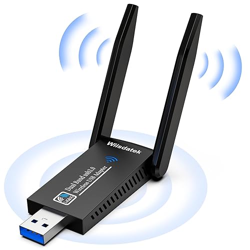 Wiisdatek USB WiFi-Adapter for Desktop PC, AC1300Mbps USB 3.0 WiFi Dual Band 5G/2.4G Wireless Network Adapter, Mini WiFi Dongle for Windows 11/10/8/7