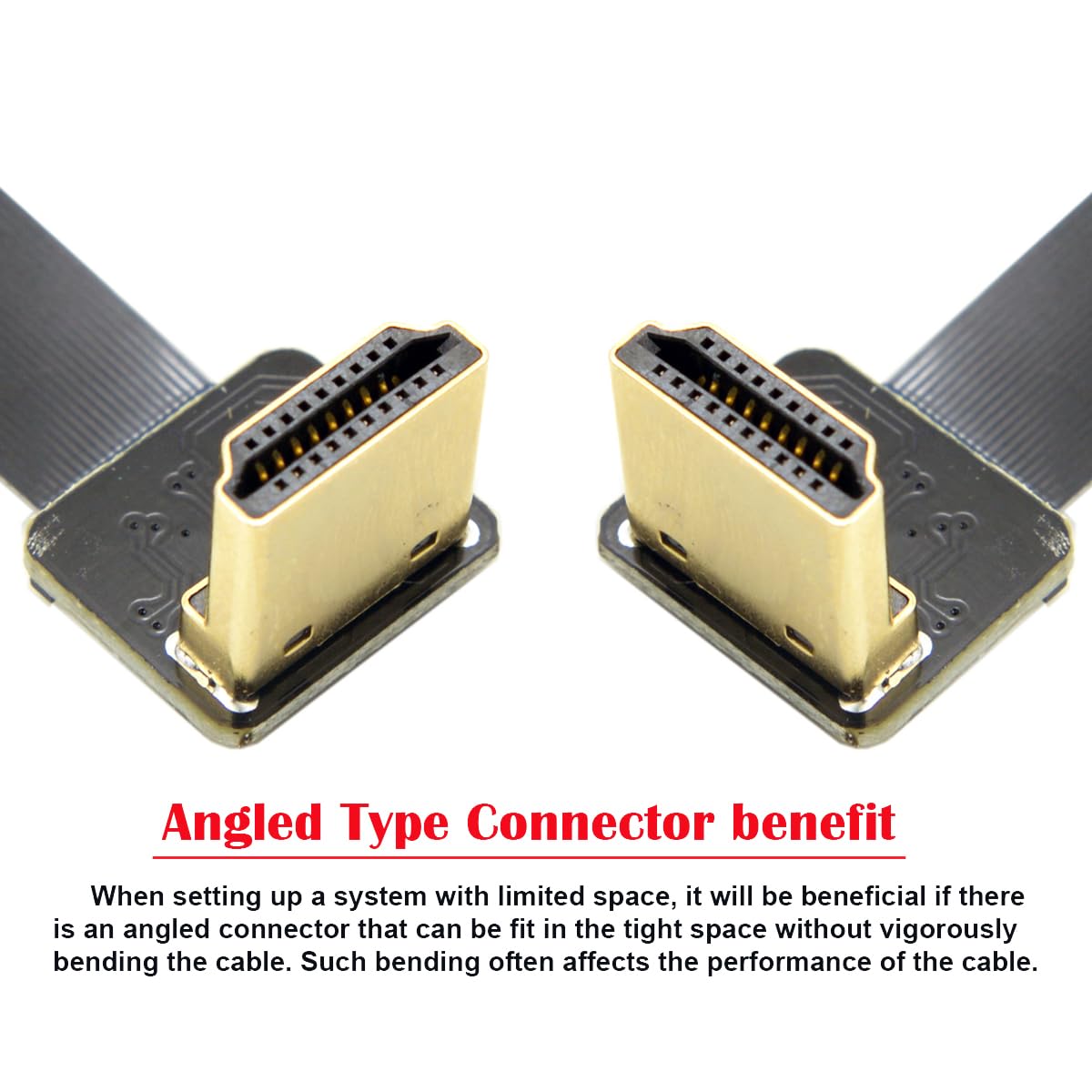Cablecc CYFPV Dual 90 Degree Down Angled HDMI Type A Male to Male HDTV FPC Flat Cable 20cm for FPV HDTV Multicopter Aerial Photography