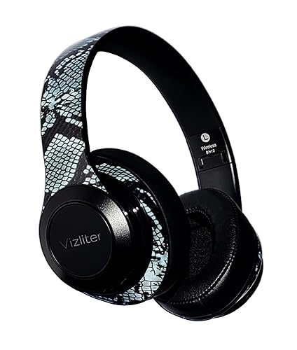 Vizliter Bluetooth Headphones, TWS Deep Bass Wireless Over-Ear Headset 5.0 with Built-in Mic LED Lights, Noise Cancelling Audio Earphones (Snake)