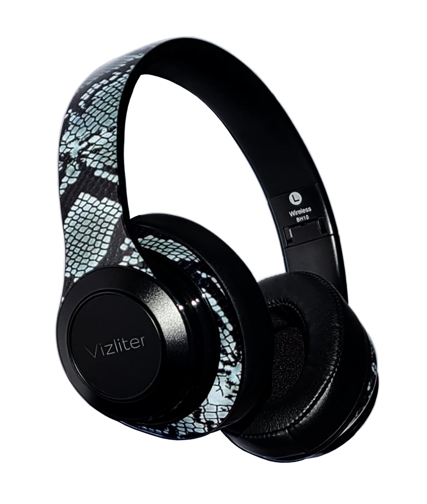 Vizliter Bluetooth Headphones, TWS Deep Bass Wireless Over-Ear Headset 5.0 with Built-in Mic LED Lights, Noise Cancelling Audio Earphones (Snake)