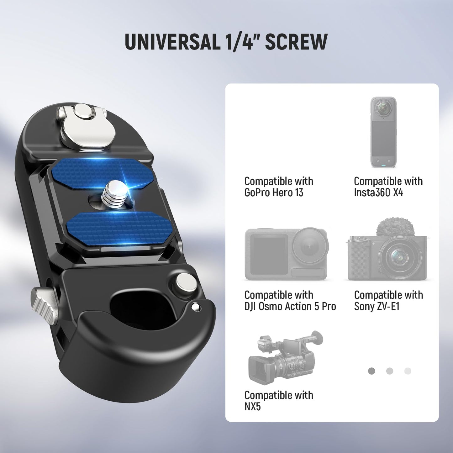NEEWER Backpack Camera Clip Mount with Square QR Plate, Upgraded Safety Latch, Quick Release Camera Belt Clip Backpack Strap Compatible with PD QR