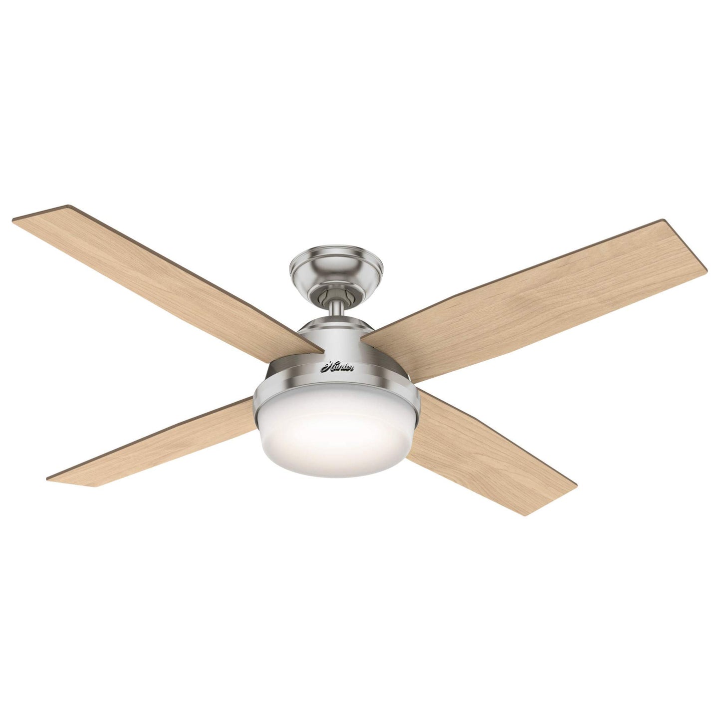 Hunter Fan 52 inch Contemporary Indoor Brushed Nickel Ceiling Fan with Light Kit and Remote Control (Renewed)