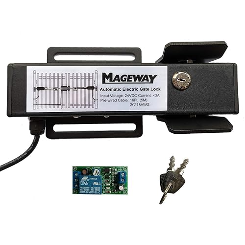 Mageway 24VDC Heavy Duty Automatic Electric Gate Lock for Swing Gate Opener Gate Operator Automatic Gate Openers, Fail Secure Waterproof Solenoid