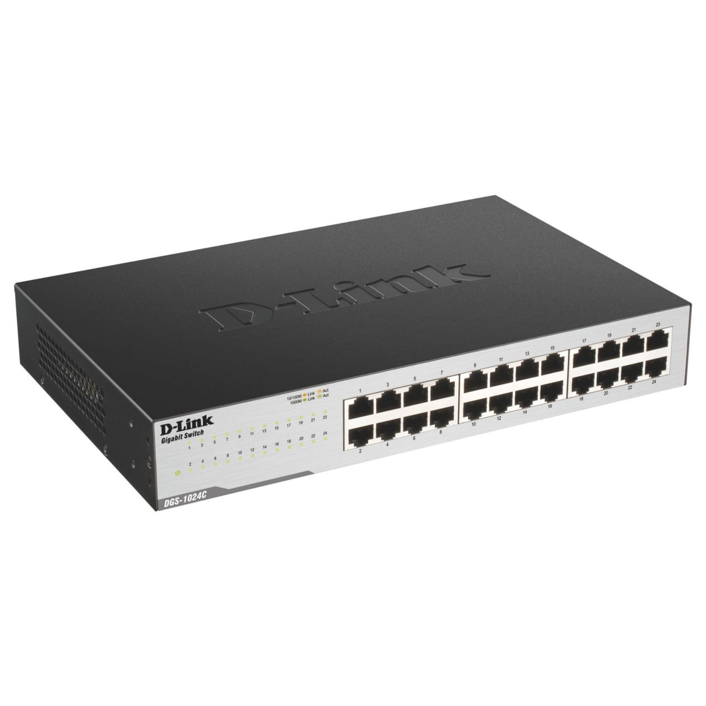 D-Link Ethernet Switch, 24 Port Gigabit Unmanaged Network Internet Hub Desktop Rackmount, Plug N Play (DGS-1024C),Black