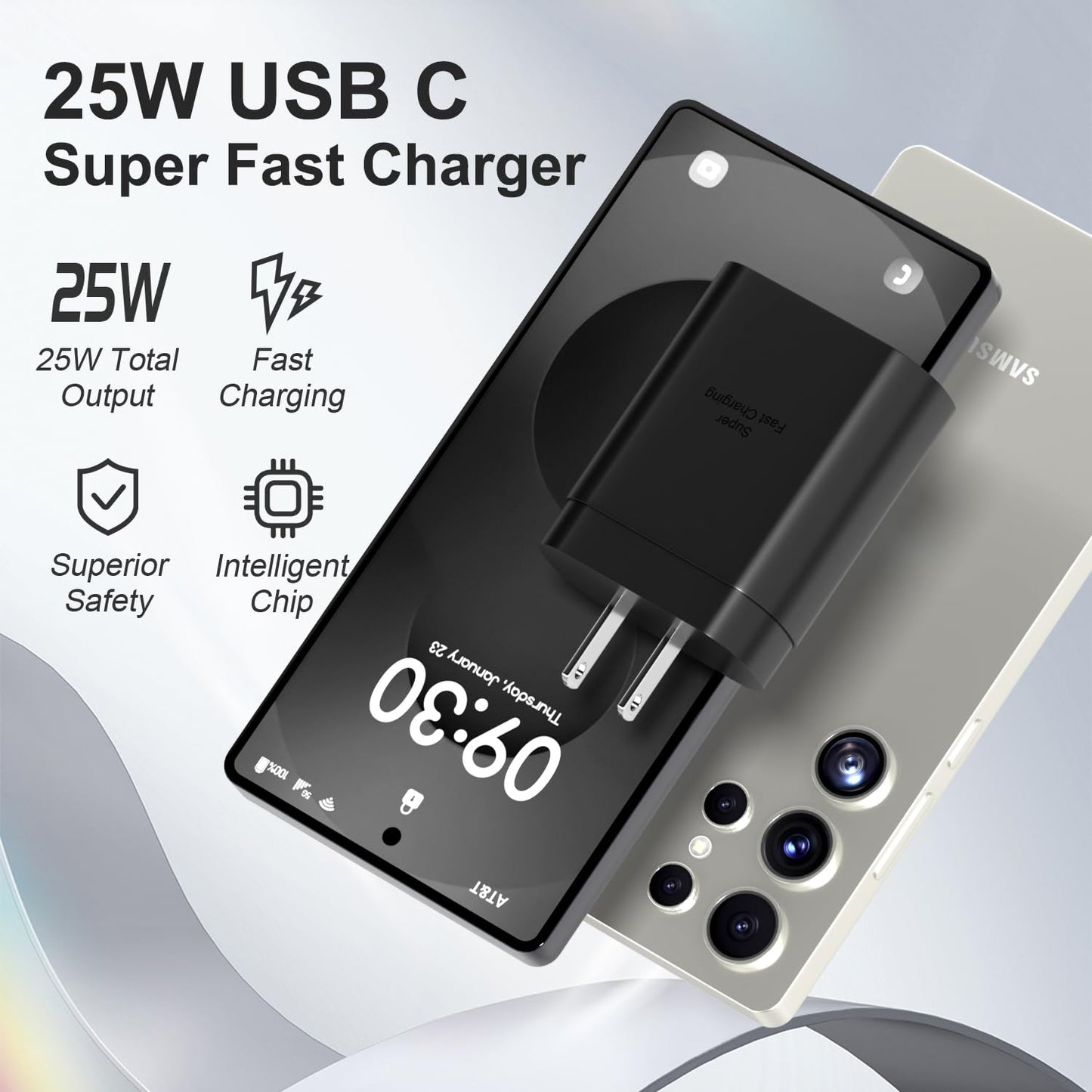 Samsung USB-C Super Fast Charging Wall Charger - 4 Pack 25W PD Charger Adapter with Type-C Cable(10ft) for Samsung Galaxy S26 S25 S24 S23 S22 Ultra