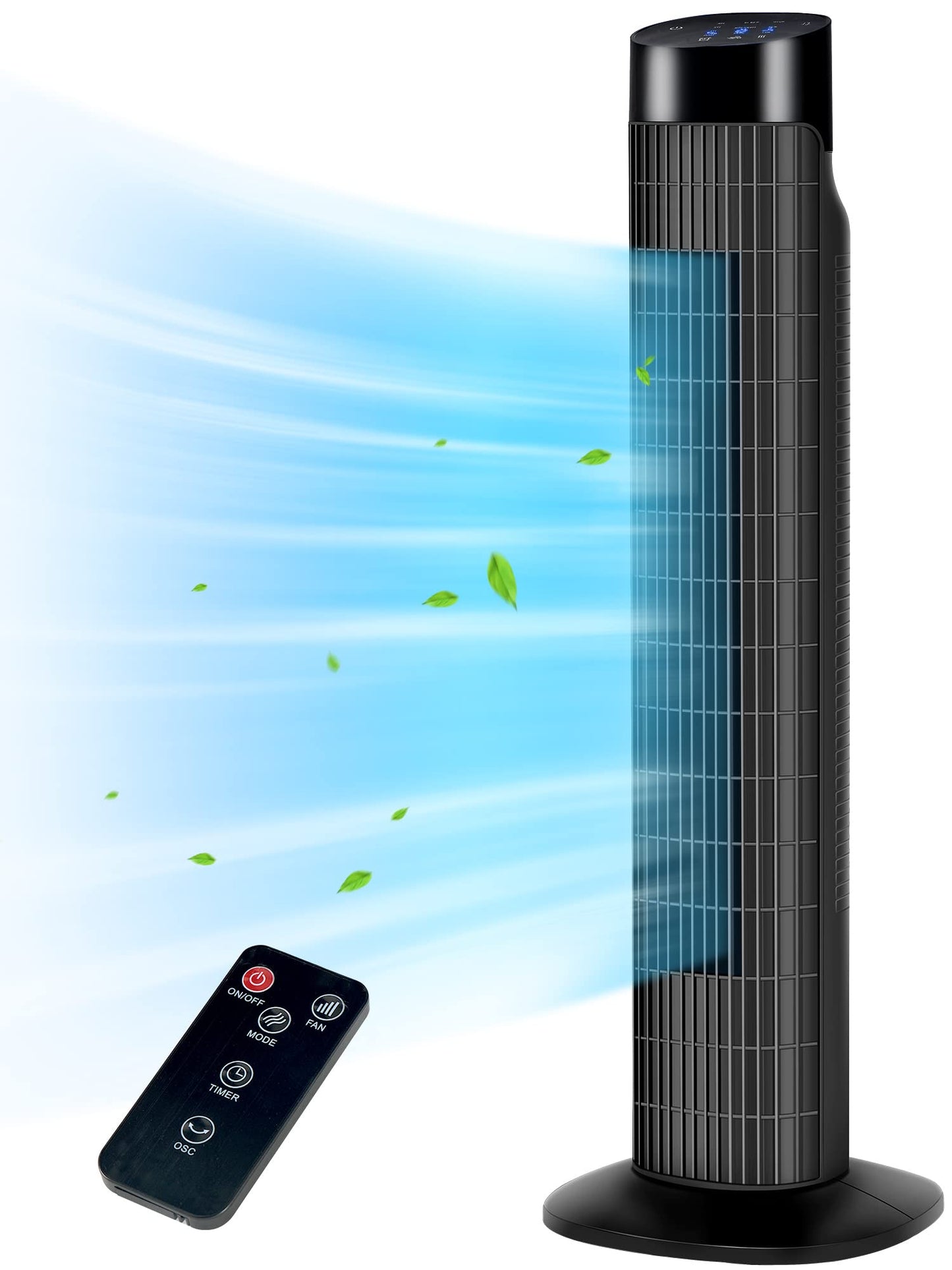 Uthfy Tower Fan with Remote, Portable 120° Oscillating Standing Fan, 3 Speeds & 3 Modes, 7.5H Timer, Fans That Blow Cold Air for Bedroom, Living Room