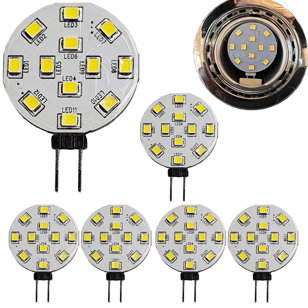 songcan G4 LED Bulb 2W (20W Halogen Equivalent) - 12V-24V AC/DC 250LM, Bi-Pin JC, Flicker-Free Anti-EMI, 6 Pack (Warm White)