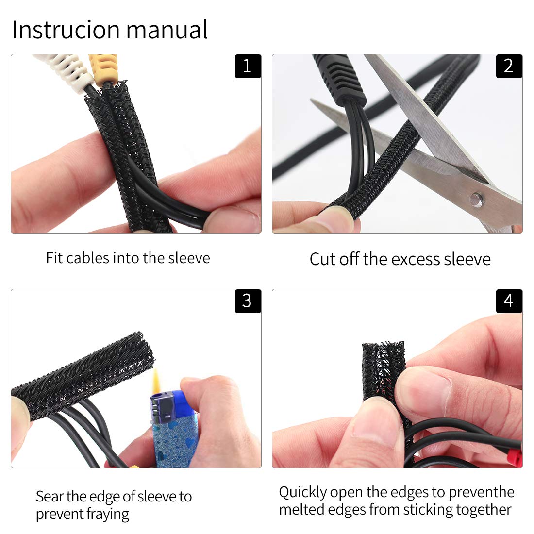 Cable Management Sleeve, Protect Cat from Chewing Cords Cord Protector Wire Loom Tubing Cable Sleeve Split Sleeving for TV/Computer/Home Entertainment