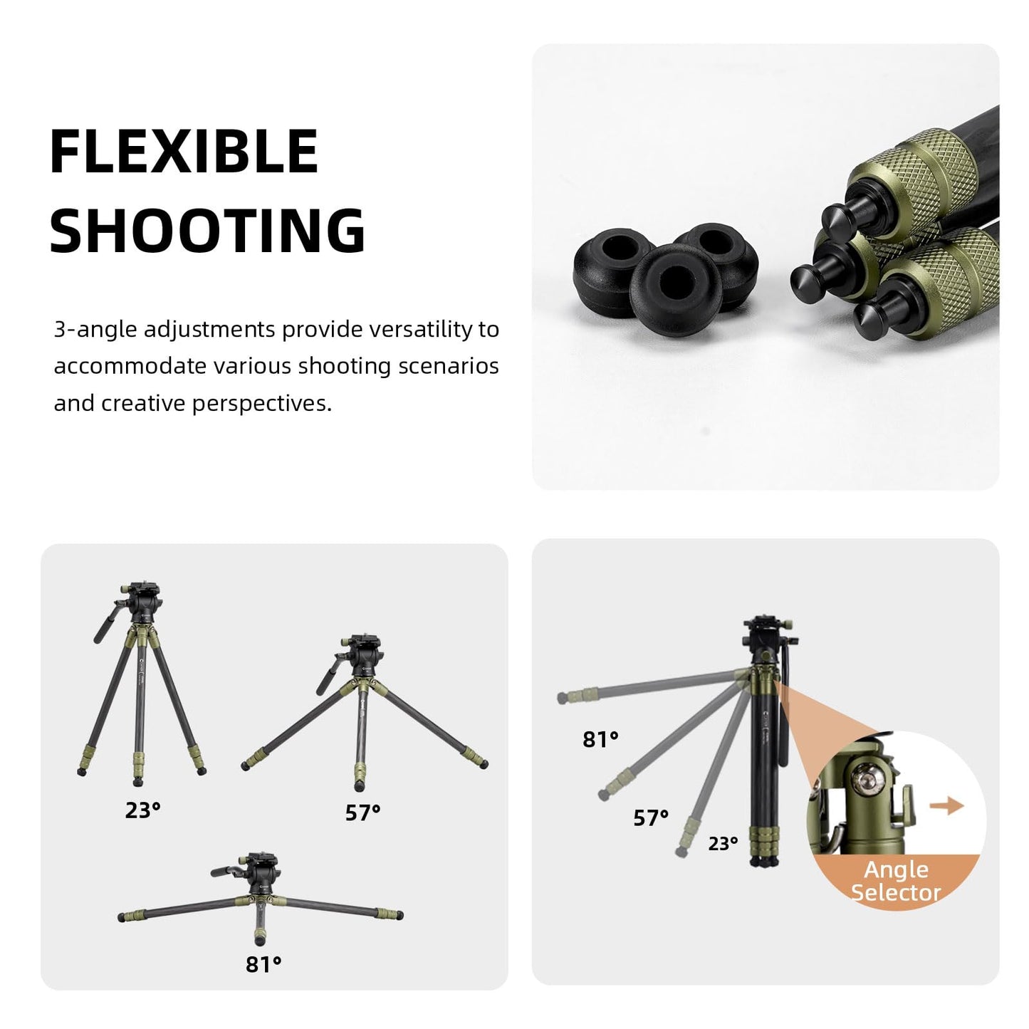 Cayer CH10L Carbon Fiber Tripod with S1 Mini Fluid Head, 28" Compact Desktop Stand, Tabletop Camera Support with Center Column for Mirrorless Cameras