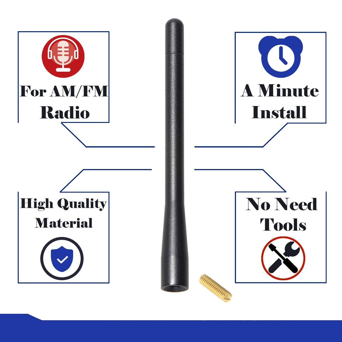Anina 4.7'' Car Short Antenna Mast for 2009-2018 Ford F150 Aluminium Alloy Truck Antenna for AM/FM Radio Reception Car Wash Proof
