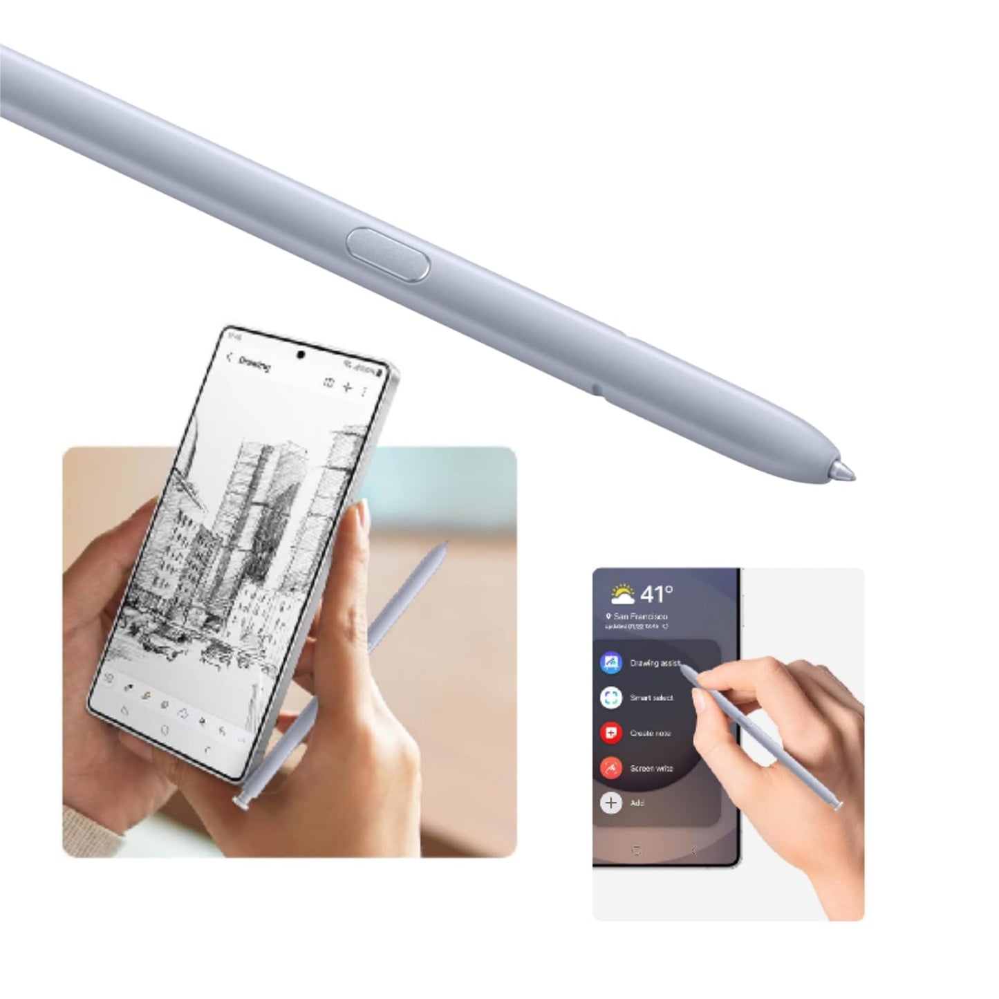 S25 Ultra S Pen Replacement for Samsung Galaxy S25 Ultra Stylus Pen, Light Silver S Pen for S25 Ultra Pen with 5 PCS Tips/Nibs Replacement (Light