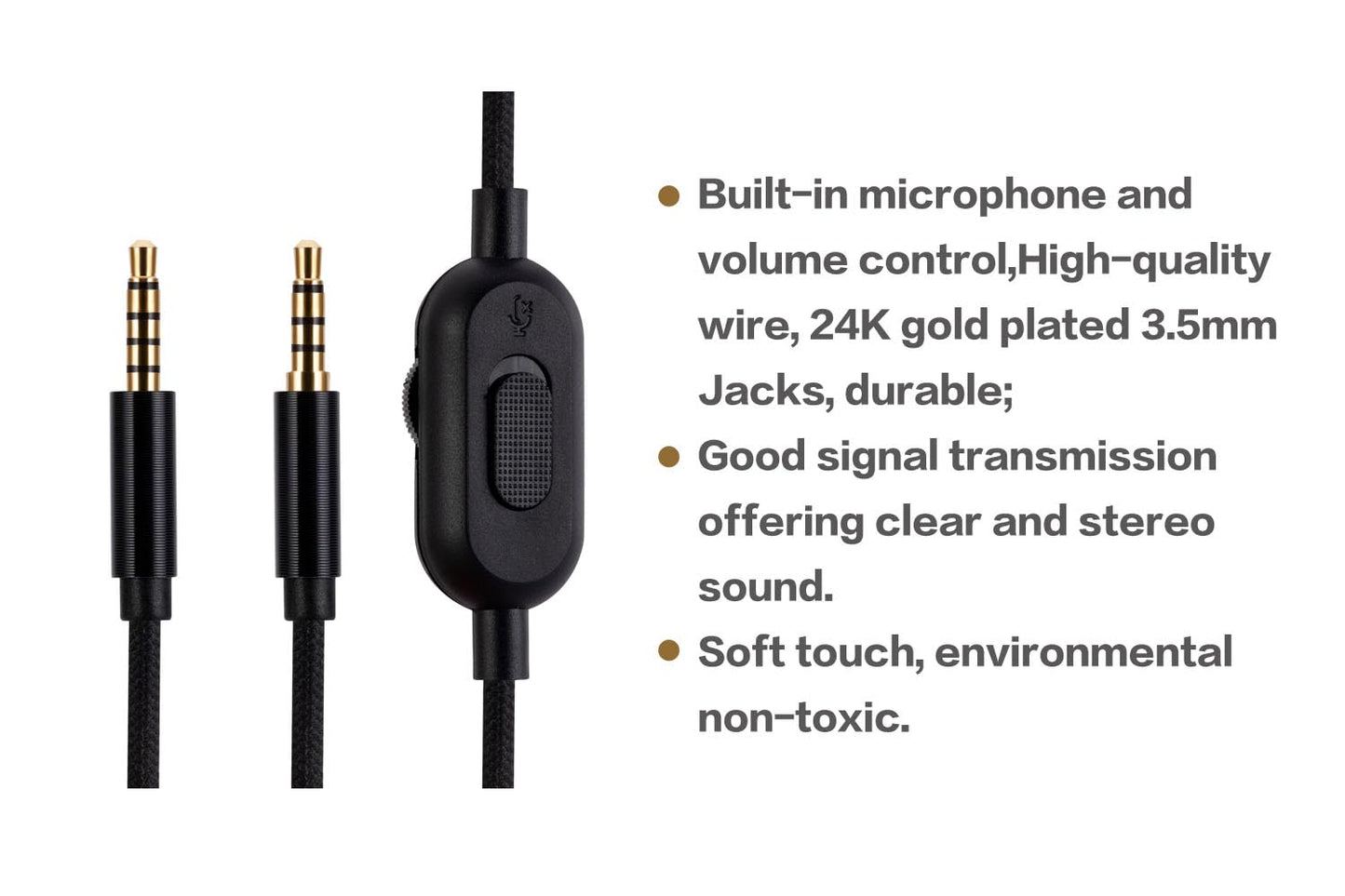 UNCLE LIGHT 2M Black Gaming Headset Replacement Cable, Compatible with Logitech A10 A10 Gen 2 A30 A40 A40 tr, 3.5mm Audio Line, Inline Mute Cord
