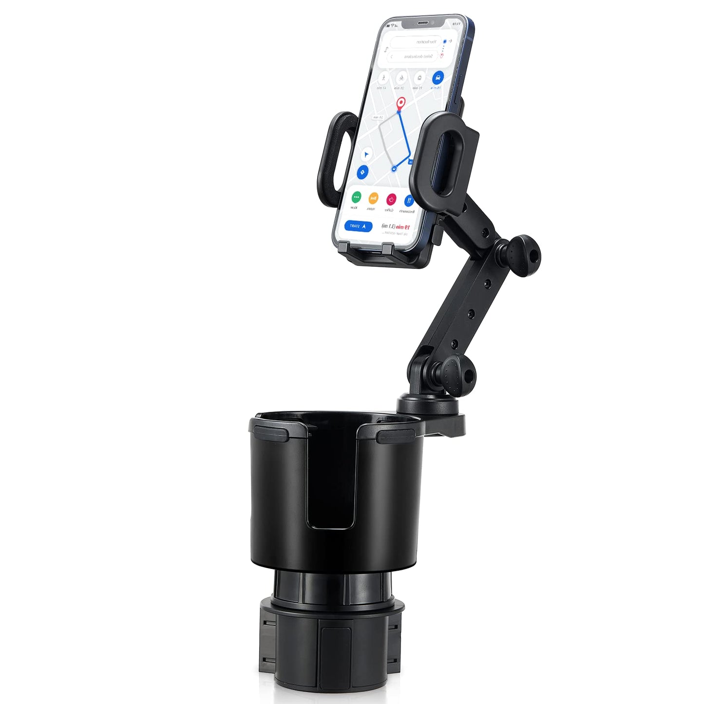 This Hill Car Cup Holder Expander 2-in-1 with Adjustable Base & 360° Rotating Phone Mount, Compatible with iPhone 17 Pro Max and Smartphones up
