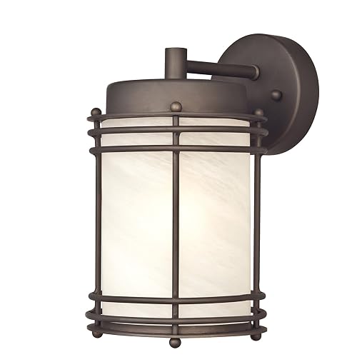 Westinghouse 6230700 Parksville One-Light Outdoor Wall Lantern, Oil Rubbed Bronze Finish with White Alabaster Glass