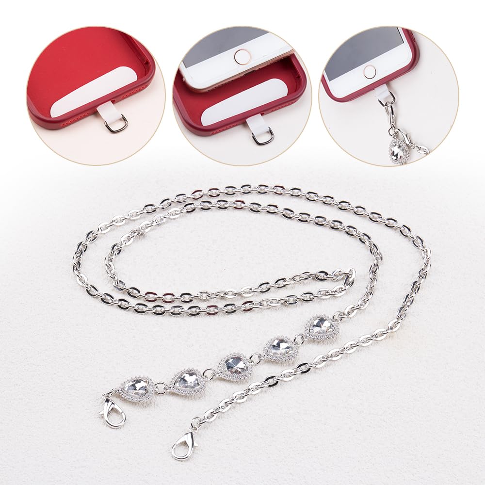 ZORZA 1Pcs Crystal Rhinestone Phone Lanyard Universal Cell Phone Chain with Crossbody Strap Tether Patch for Women Versatile Bag Chain Extender